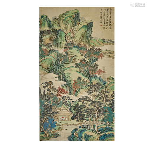 WEN ZHENGMING,CHINESE PAINTING AND CALLIGRAPHY SCROLL