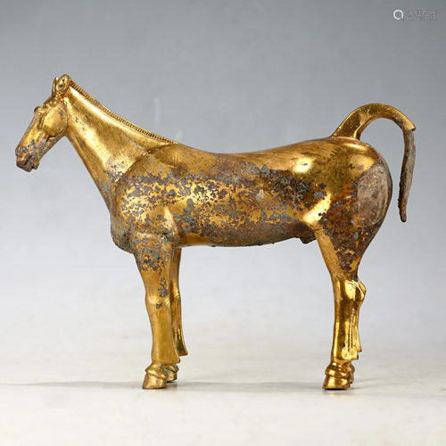 CHINESE GILT BRONZE HORSE,MING DYNASTY