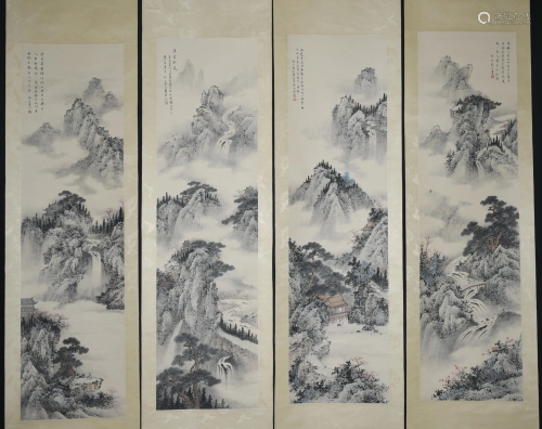A Group of Four Hanging Scroll Painting