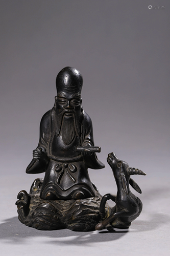 A Bronze Longevity Deity Figurine