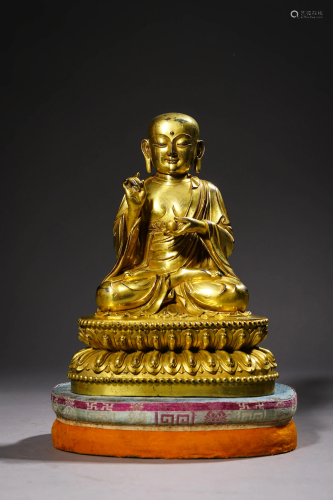 Antique Gilt Bronze Bodhisattva Statue