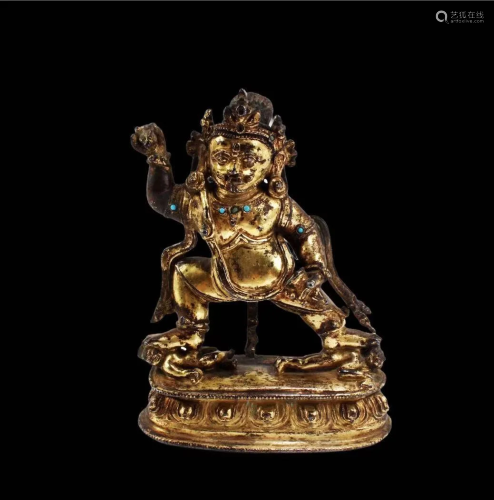 A 14th C Bronze Tibetan Standing Vajrapani Statue