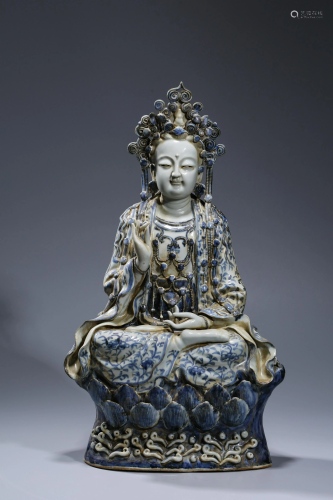 A Porcelain Guanyin Statue