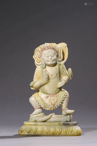 A Carved Soapstone Vajra Buddha Statue