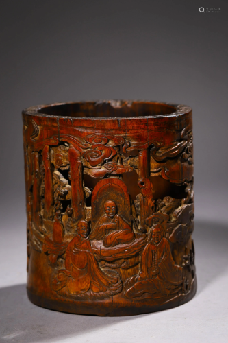 Bamboo Carved Debut Picture Master's Brushpot