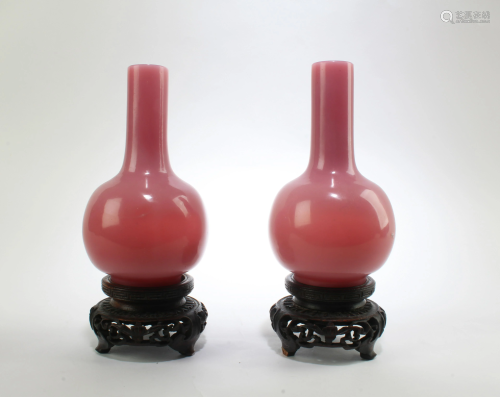 Antique Pair of Peking Glass Vases