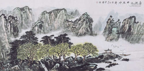 王学辉 山水 设色纸本镜芯