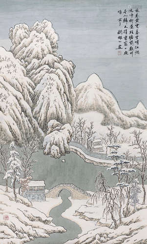 刘佩乙 雪景 设色纸本镜芯