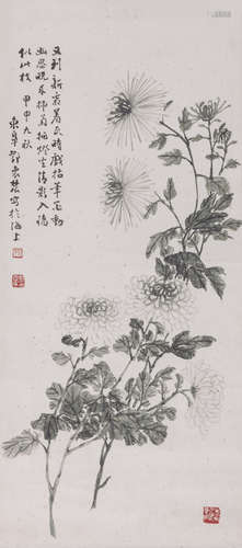 邓怀农 菊 水墨纸本镜片