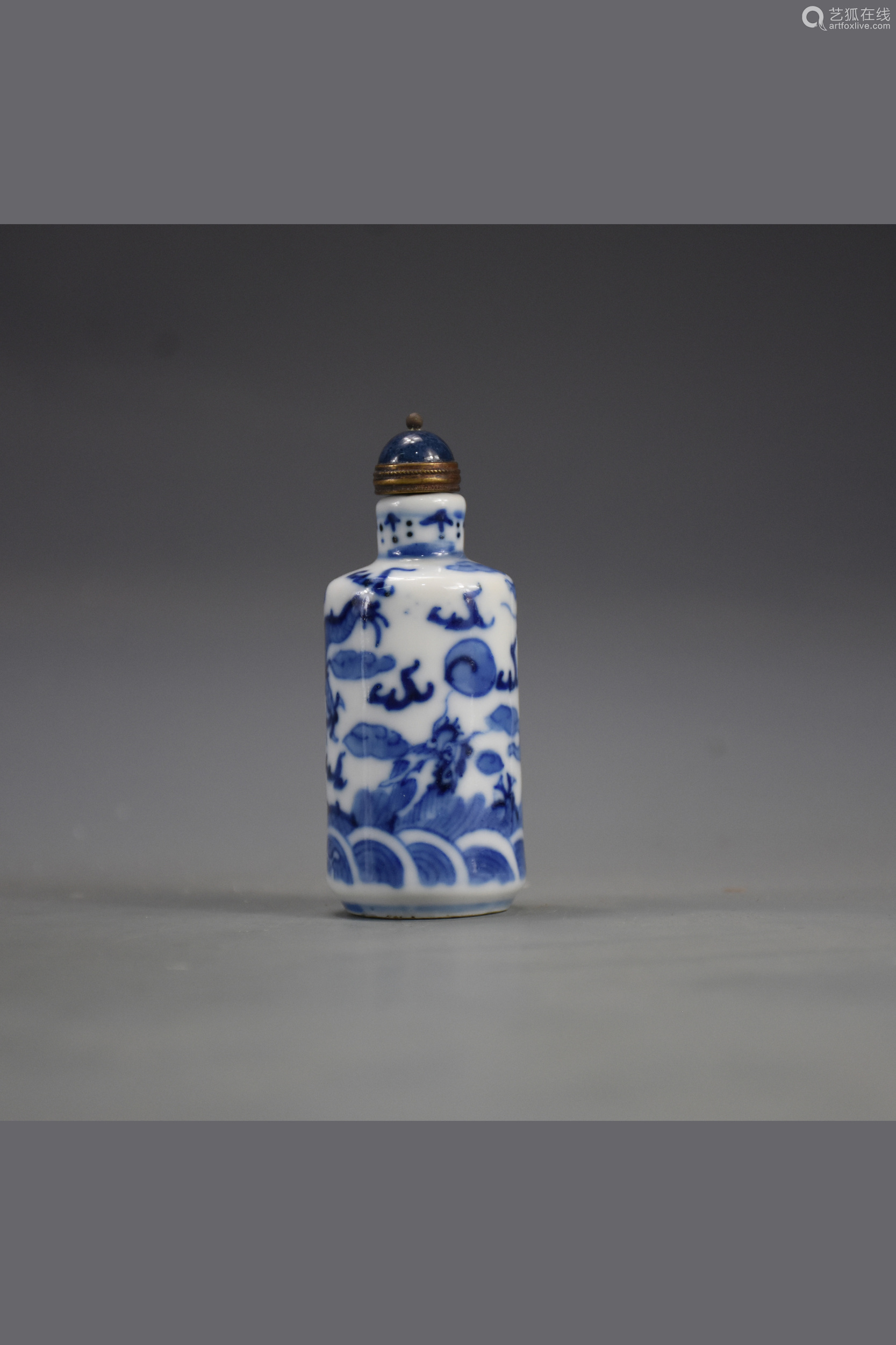 清代光绪青花龙纹鼻烟壶-【成交 价格 图片】