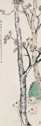 胡汀鹭（1884-1943） 花鸟 立 轴 设色纸本