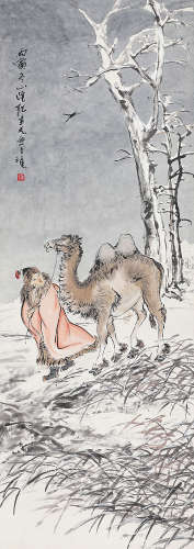张聿光（1885-1968） 游牧雪地图 立 轴 设色纸本