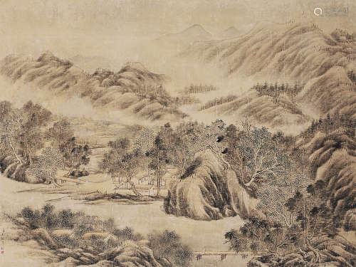 王炳炎（古代）（b.1951） 山水 立 轴 设色纸本