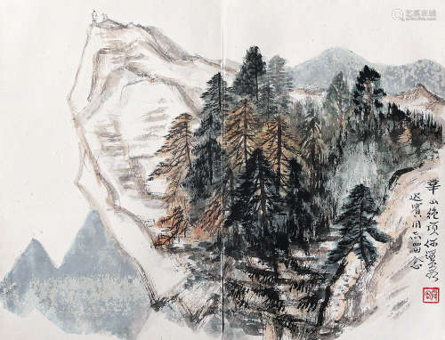 何海霞（1908-1998） 华山绝顶 册 页 设色纸本