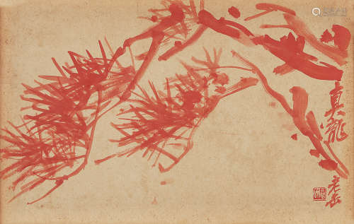 吴昌硕（1844-1927） 真龙 卡 纸 朱砂纸本