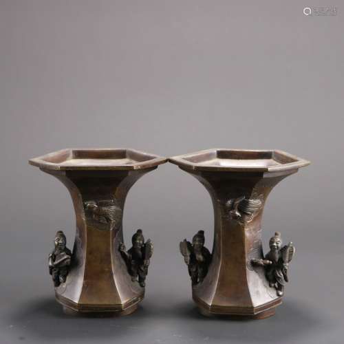 Chinese A Pair Of Bronze Vessel