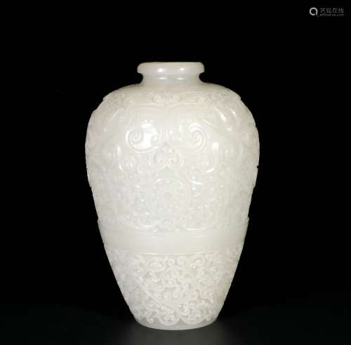 Chinese Carved Porcelain Plum Bottle