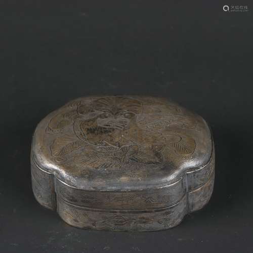 Chinese Silver Gold Gilded Incense Box