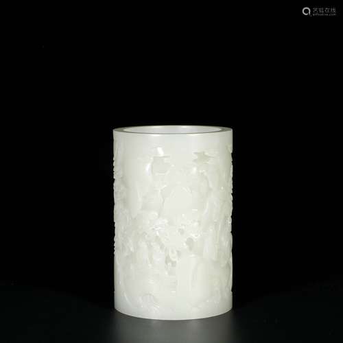 Chinese White Jade Brush Pot