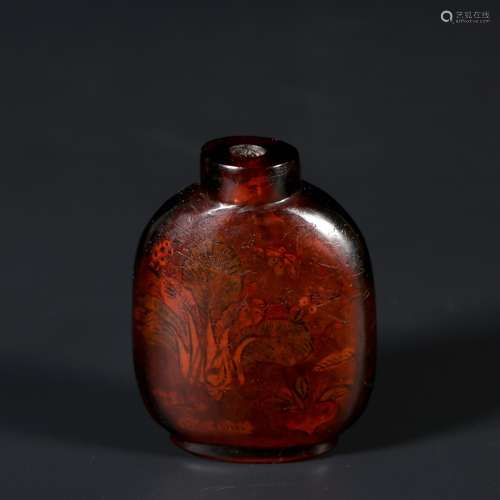 Chinese Crystal Snuff Bottle With Inner Painting