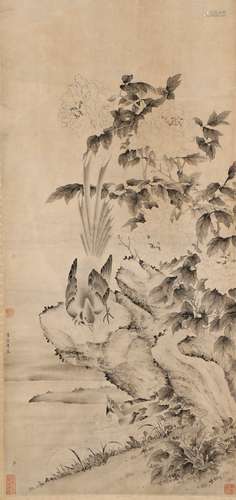 Chinese Ink Painting Of Flower And Bird -  Lu Zonggui