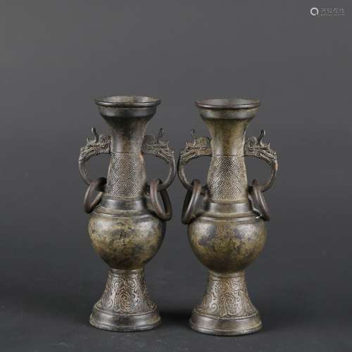 Chinese A Pair Of Bronze Bottles