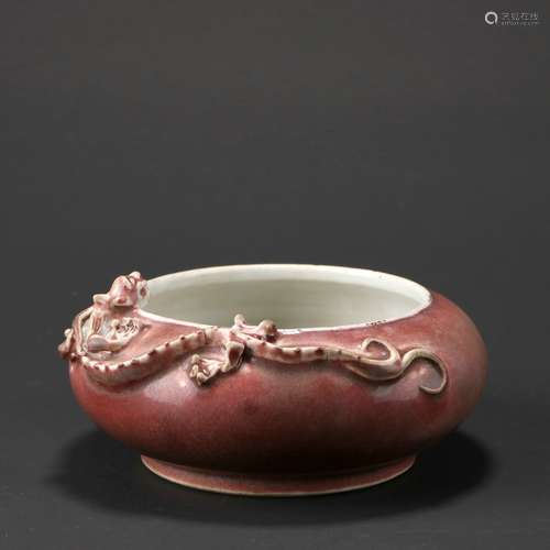 Chinese Red Glazed Porcelain Brush Pot