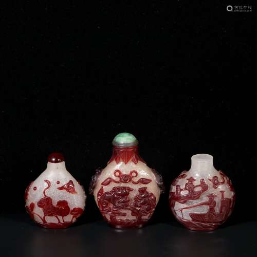 Chinese A Set Of Glass Snuff Bottles