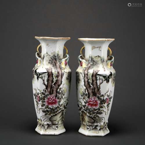 Chinese A Pair Of Famille Rose Porcelain 