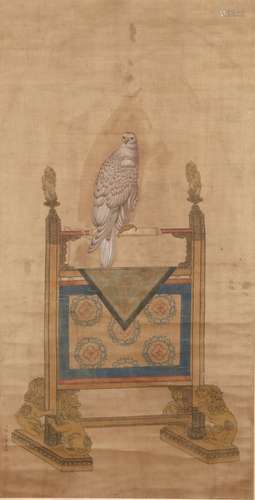 Chinese Ink Painting Of Eagle -  Lang Shining