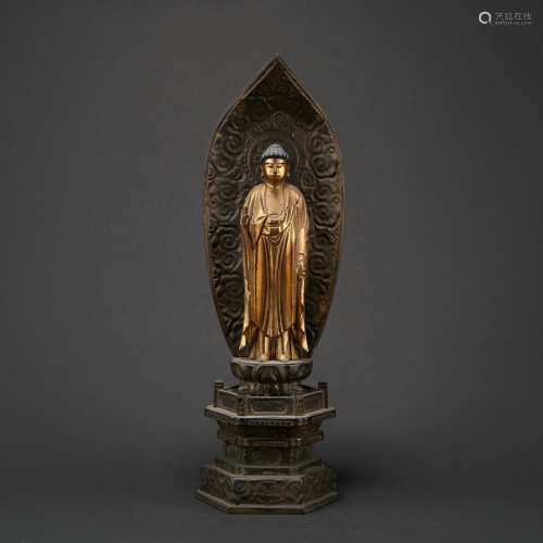 Chinese Woodcarving Gold Painted Buddha Statue