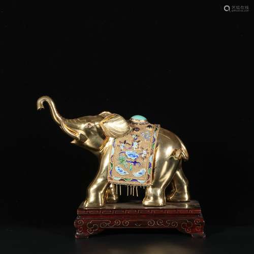 Chinese Silver Gold Gilded Elephant