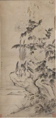 Chinese Ink Painting Of Flower And Bird