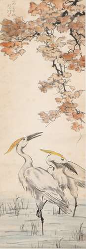 Chinese Ink Painting Of Crane -  Xu Beihong