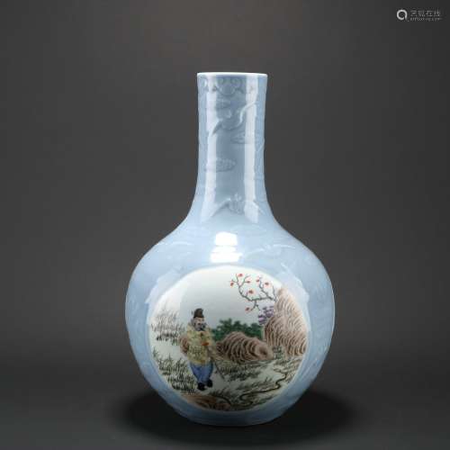 Chinese Blue Glazed Porcelain Famille Rose 