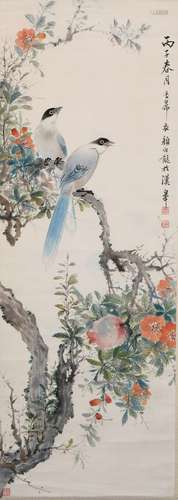 Chinese Ink Painting Of Flower And Brid-  Yan Bolong