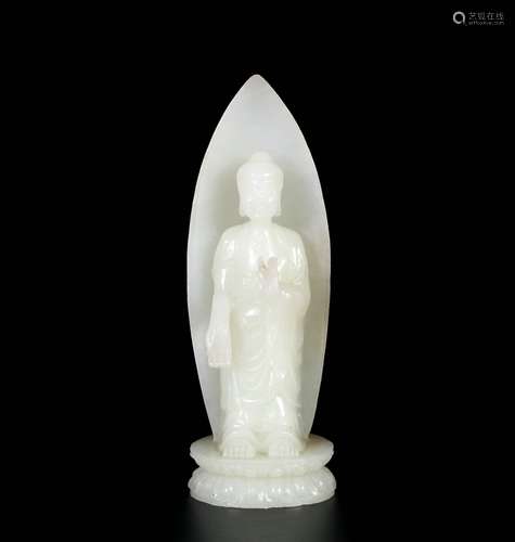 Chinese White Jade Buddha Statue