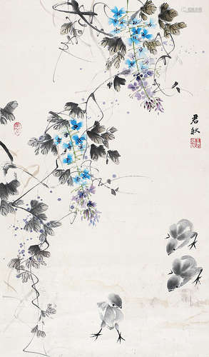 张君秋（1920-1997） 花卉 立 轴 设色纸本