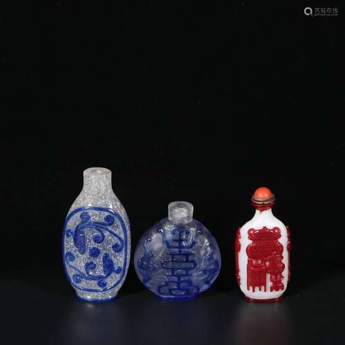 Chinese A Set Of Glass Snuff Bottles