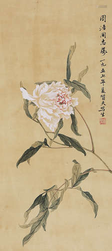 钟质夫（1914-1994） 花卉 镜 片 设色纸本