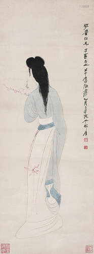 张大千（1899-1983） 仕女 立 轴 设色纸本