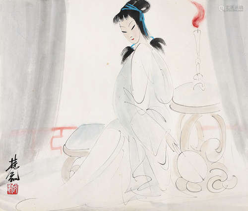 林风眠（1900-1991） 仕女 镜 心 设色纸本