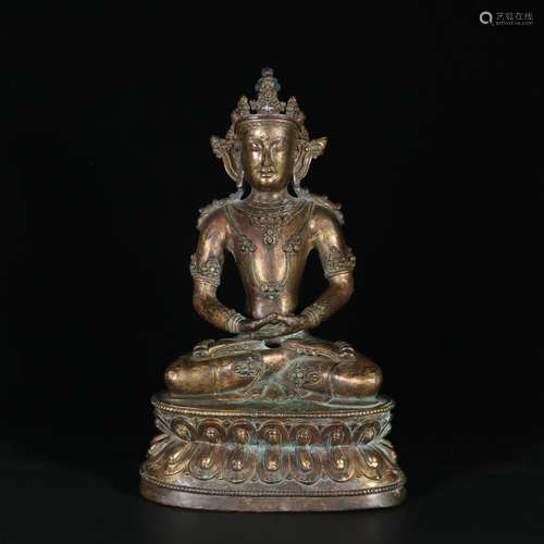 Chinese Bronze Gold Gilded Buddha Statue