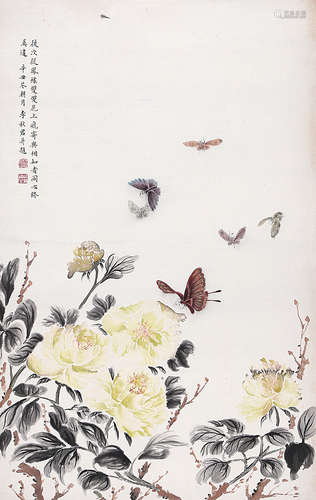 李秋君（1899-1973） 花蝶图 立 轴 设色纸本