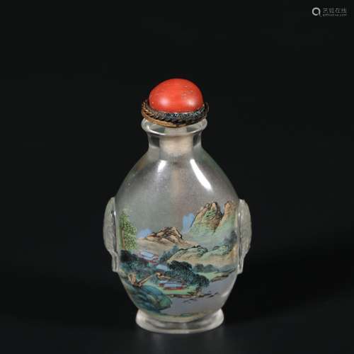 Chinese Crystal Snuff Bottle With Inner Painting