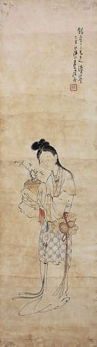 居 廉（1828-1904） 仕女 镜 心 设色纸本