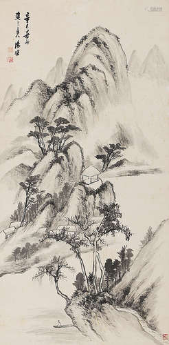 汤 涤（1878-1948） 山水 立 轴 水墨纸本