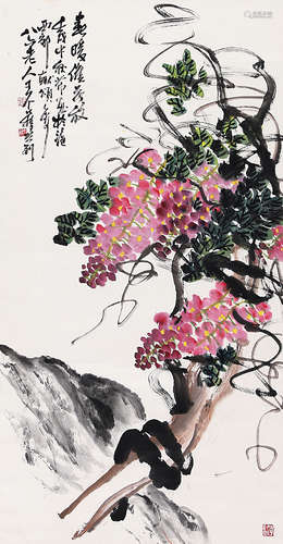 王个簃（1897-1988） 花卉 立 轴 设色纸本