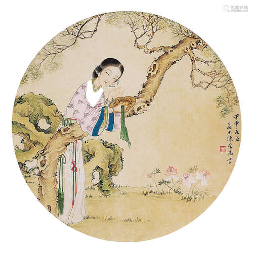 陈崇光（1838-1896） 仕女 立 轴 设色纸本