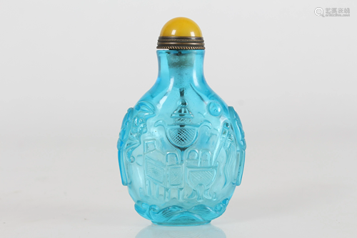 Chinese Blue-glazed Fortune Snuff Bottle